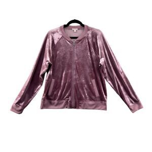 VTG Y2K Juicy Couture Lilac Shimmer Zip Up Velour Track Jacket